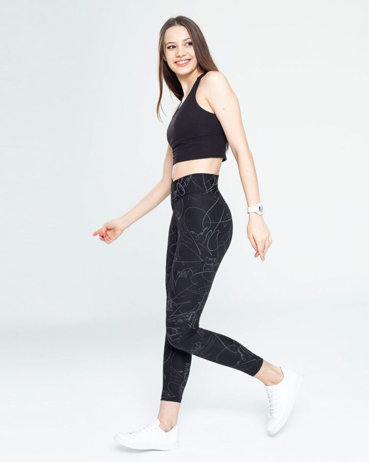 Women's Black Printed Legging